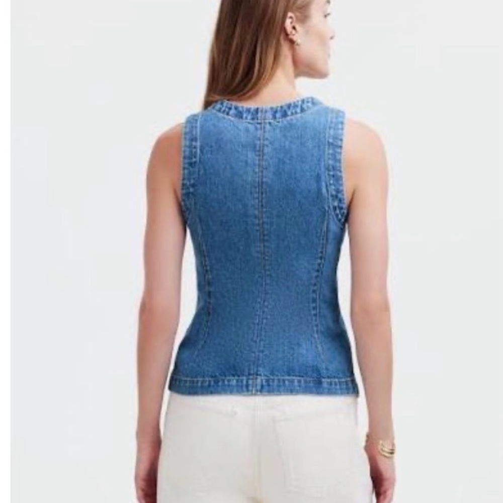 Madewell Denim Crewneck Vest in Java Wash - Picture 4 of 8